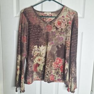 Y2K Xcit USA floral Top Whimsy Fairy Grunge Size Large Petite